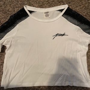 Vs PINK Cropped Tshirt w/ Mesh Shoulders
